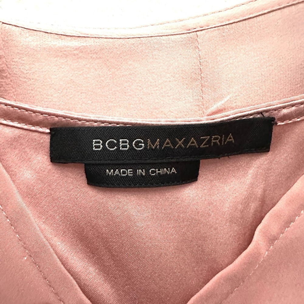 Vintage Y2K BCBG Large L Babydoll 100% Silk Chiffon Petal Pink Chocolate Brown - Picture 15 of 15